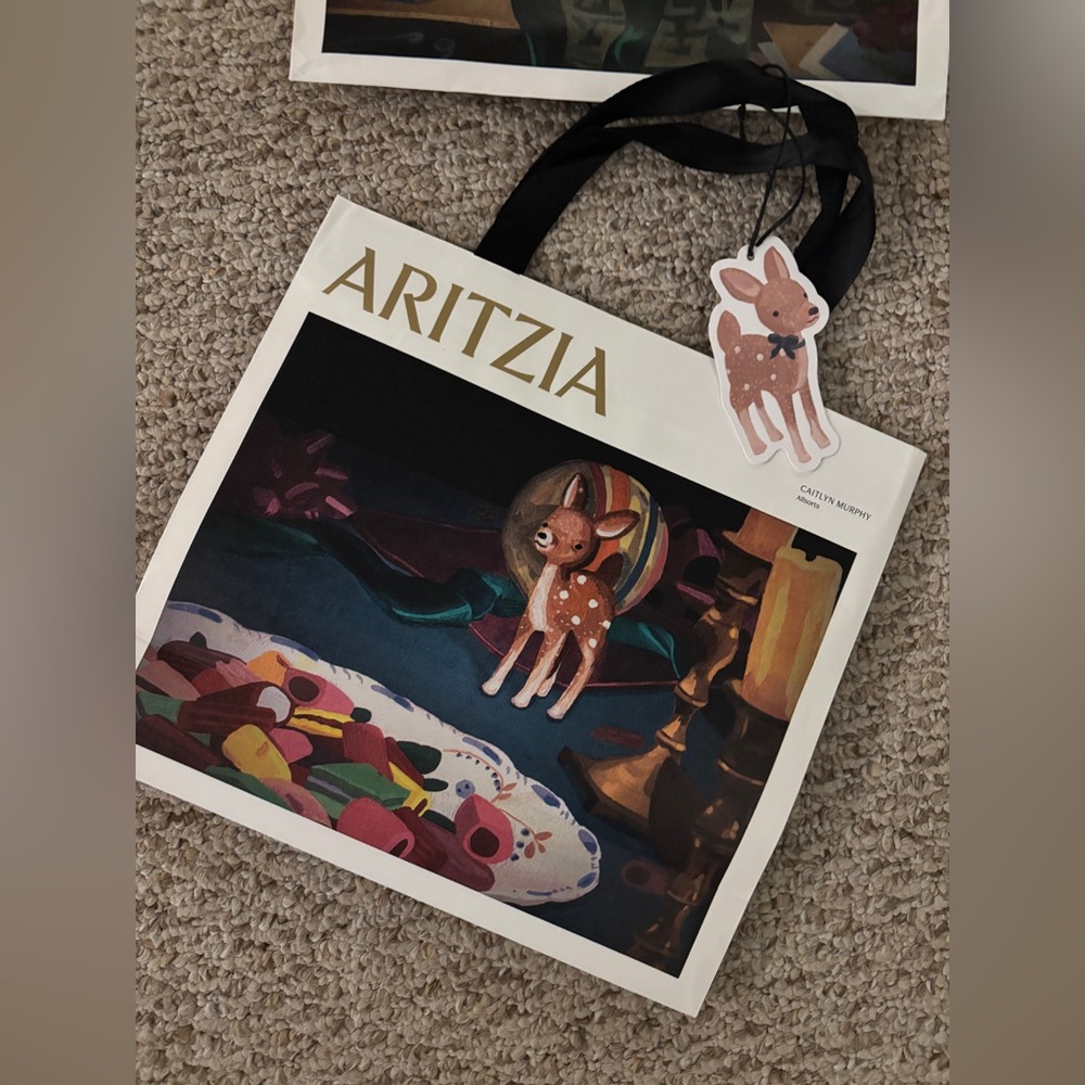 Aritzia Holiday Shopping Bags With Gift Tags Set of 2 Caitlyn Murphy Art - Picture 2 of 4